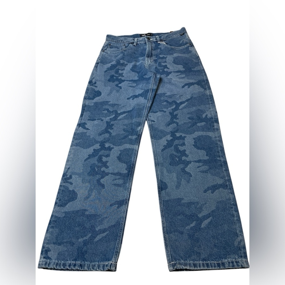 Vans Check-5 Loose Baggy Camo Printed Blue Denim Jeans Men’s 32 Waist New